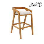 صندلی اپن چوبی شنزو با پایه چوبی و نشیمن پارچه‌ای روشن از برند اپن تاپ، طراحی مدرن و مقاوم.