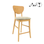 صندلی اپن چوبی فیلی با پایه‌های چوب راش طبیعی و نشیمن پارچه‌ای فیلی روشن از برند اپن تاپ.