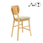 صندلی اپن چوبی فیلی با پایه‌های چوب راش طبیعی و نشیمن پارچه‌ای فیلی روشن از برند اپن تاپ.